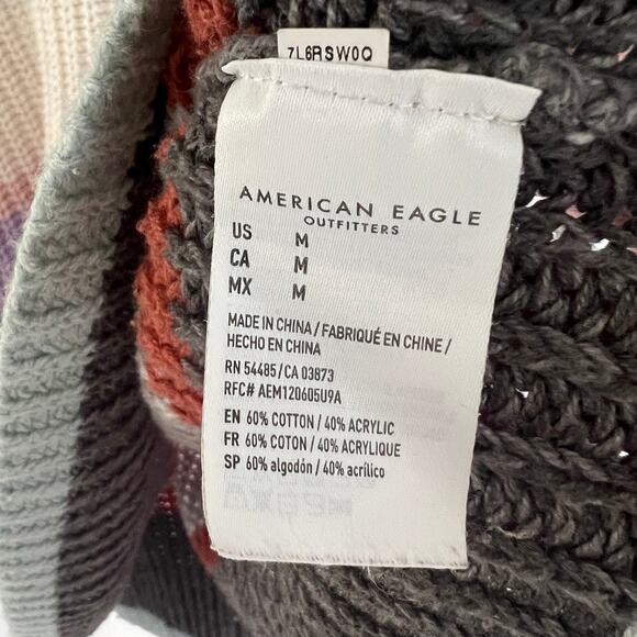 American Eagle Multicolored Striped Pullover Sweater Size M - Picture 5 of 7